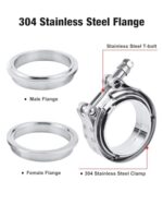 Stainless Steel V Band Clamp 3" Exhaust Flange Coupling - Universal Fit 2pc Set - Image 3