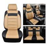 Luxury Beige Black Leather Car Seat Covers Set – Waterproof & Airbag Safe - Image 7