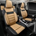 Luxury Beige Black Leather Car Seat Covers Set – Waterproof & Airbag Safe - Image 2