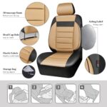 Luxury Beige Black Leather Car Seat Covers Set – Waterproof & Airbag Safe - Image 3