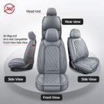 MIROZO Waterproof Leather Car Seat Covers Universal Fit SUV Sedan Grey 2PC - Image 6