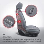MIROZO Waterproof Leather Car Seat Covers Universal Fit SUV Sedan Grey 2PC - Image 2