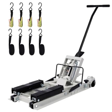 Hydraulic Motorcycle Lift Jack 1500 LBS Capacity, Foot-Operated Motorcycle Scissor Lift Table, 4.5"-15" Adjustable Height, Portable ATV Lift Jack with Wheels & Safety Lock, Grey