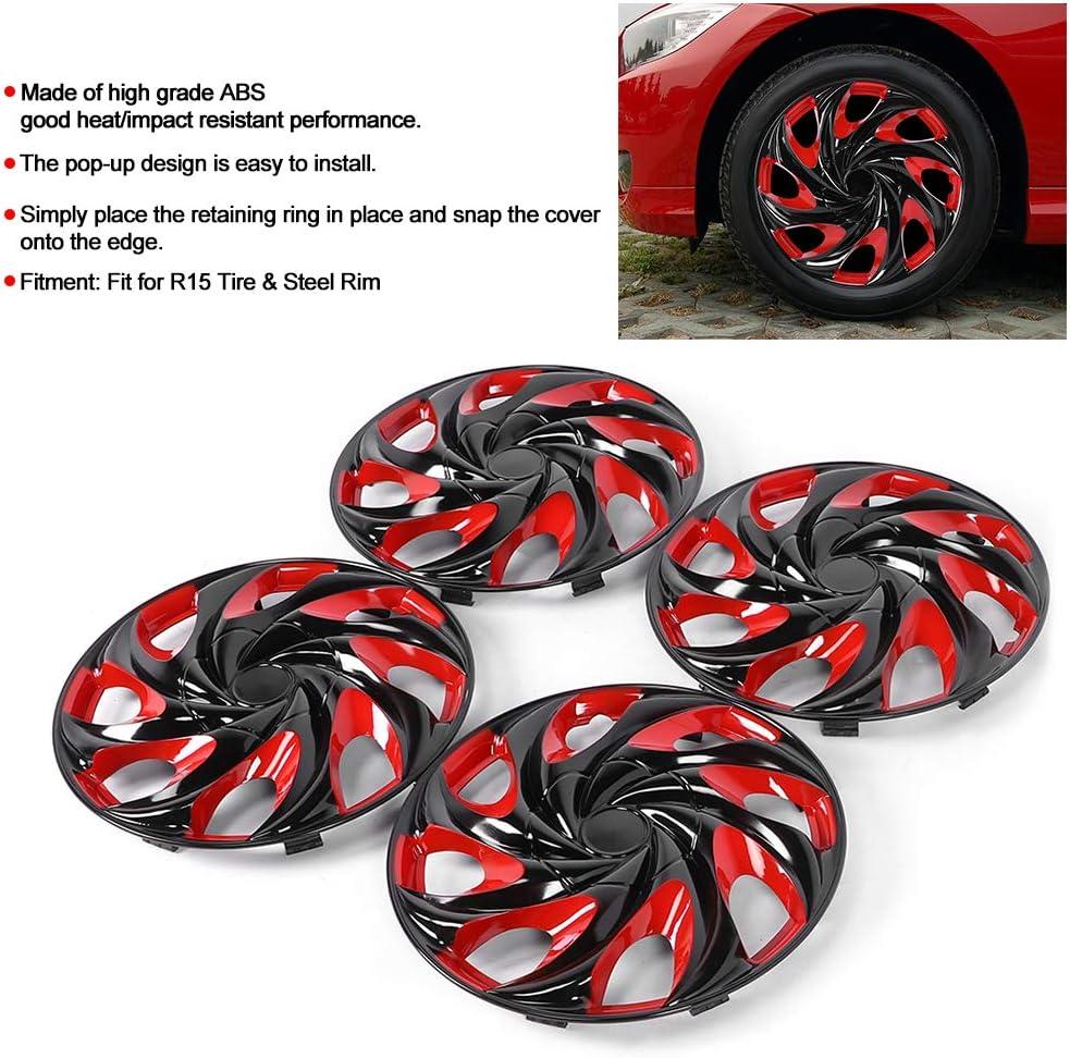 upgrade Our Ride: Stylish 15-Inch Black & Red Hubcaps