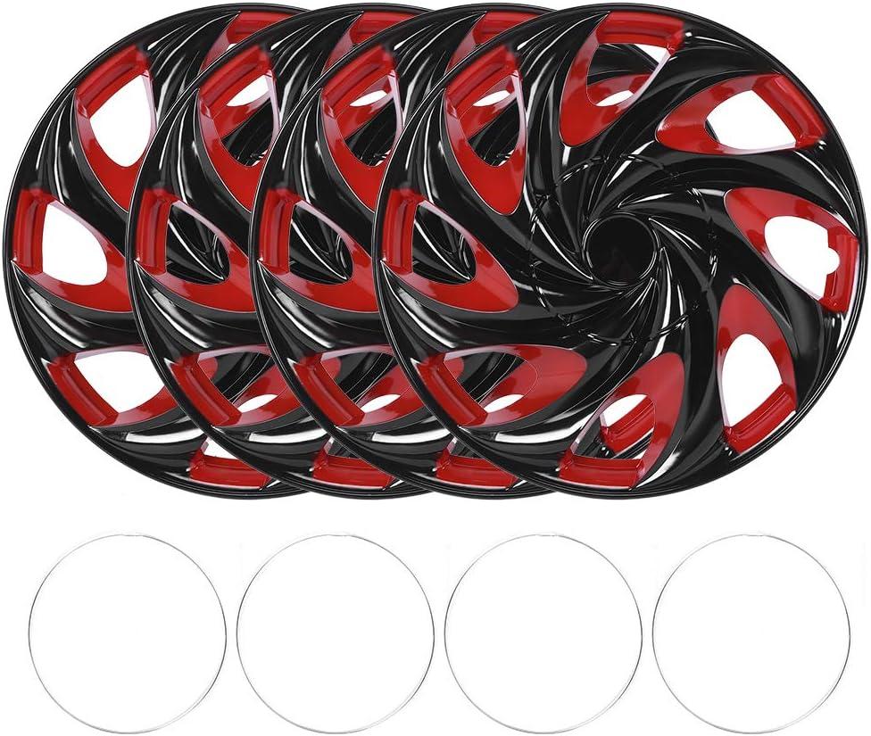 Upgrade Our Ride: Stylish 15-Inch Black & Red‌ Hubcaps