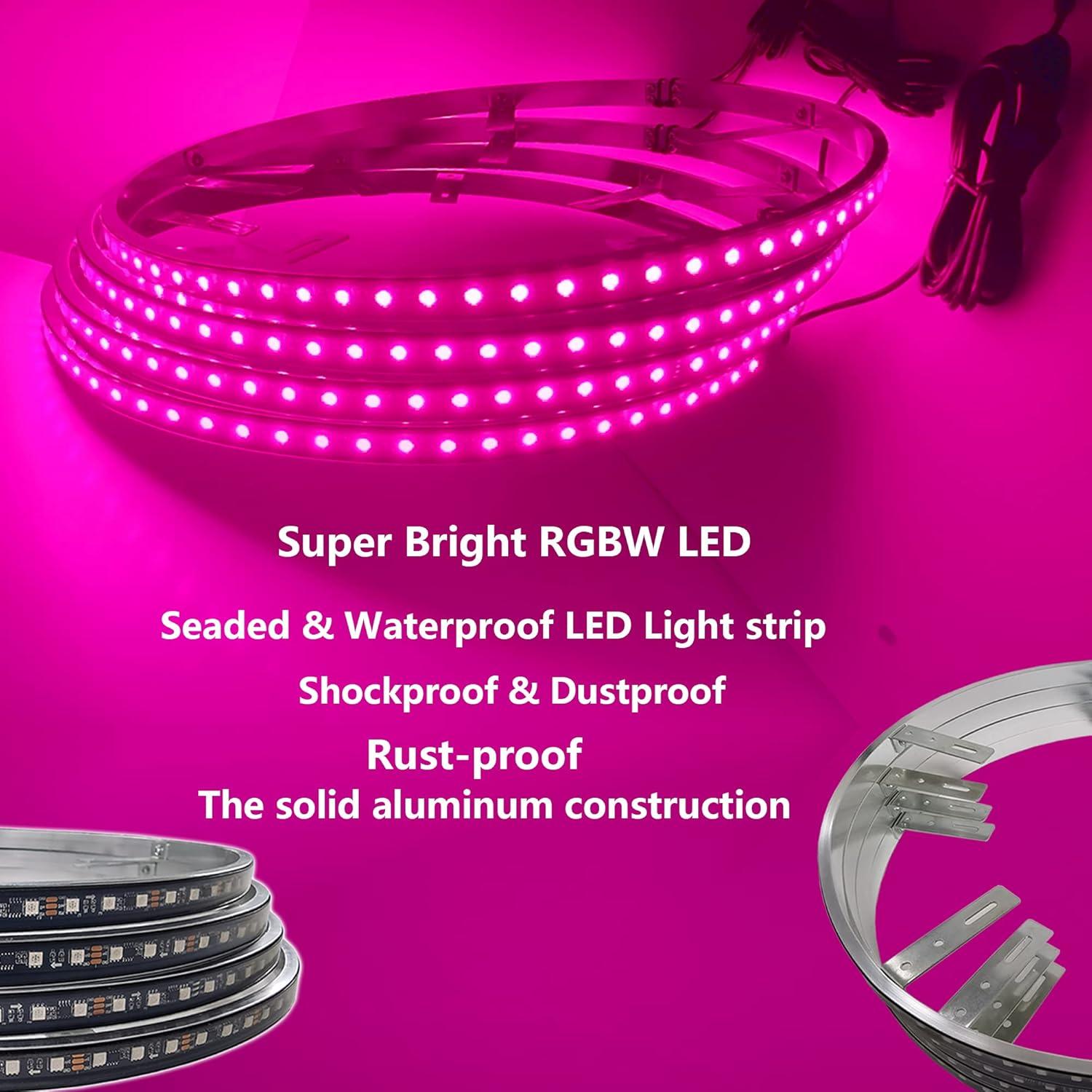 Light Up Our Ride: 4Pcs RGBW Wheel Ring Lights for Any Vehicle!