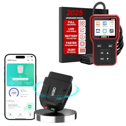 OBD2 Scanner Bluetooth for iPhone iOS Android Windows,OBD2 Scanner Diagnostic Tool V302 Check Engine Light, Read/Clear Error Codes, Emissions Readiness, Battery Tester, All OBD II Vehicles Since 1996