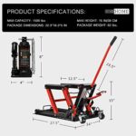 Heavy-Duty 1500 LBS Motorcycle Lift Jack - ATV Hoist Stand with Wheels, Red - Image 4