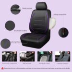 Universal Fit PU Leather Car Seat Covers: Airbag Safe, Zipper Design, Black & Purple - Image 3