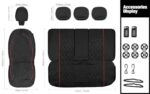 Premium Leather Car Seat Covers Full Set - Universal Fit, Airbag Safe, Black/Red - Image 7