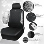 Bling Diamond Car Seat Covers: Waterproof Sparkly Universal Fit for Women, Black Silver - Image 4