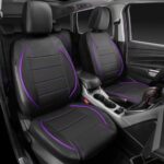 Universal Fit PU Leather Car Seat Covers: Airbag Safe, Zipper Design, Black & Purple - Image 2