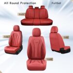 Premium Red Leather Car Seat Covers | Waterproof Full Set Universal Fit - Image 7