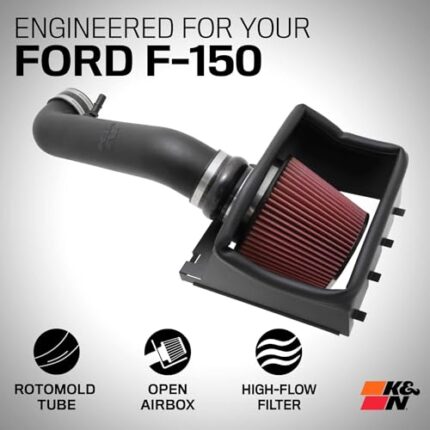 K&N Cold Air Intake System: High-Flow Air-Filter, Increase Performance & Horsepower: Compatible with 2011-2014 FORD F150, 57-2581