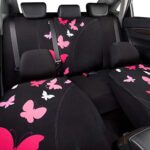 Cute Pink & Black Butterfly Car Seat Covers | Universal Fit | Women's Airbag Safe - Image 4