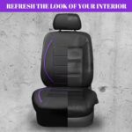 Universal Fit PU Leather Car Seat Covers: Airbag Safe, Zipper Design, Black & Purple - Image 6