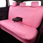 Pink Faux Leather Car Seat Covers | Quilted Sport Bench Protectors Full Set - Image 7