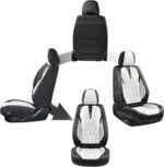 Premium Leather Car Seat Covers Set - Waterproof Full Protection SUV Sedan Truck Black White - Image 7
