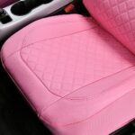 Pink Faux Leather Car Seat Covers | Quilted Sport Bench Protectors Full Set - Image 6