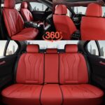 Premium Red Leather Car Seat Covers | Waterproof Full Set Universal Fit - Image 2