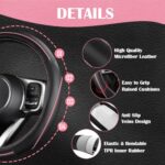 Stylish Pink & Black Universal Car Seat Covers & Floor Mats Set for Women - Image 5