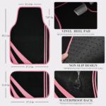 Stylish Pink & Black Universal Car Seat Covers & Floor Mats Set for Women - Image 6