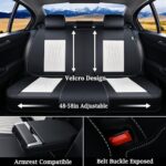 Premium Leather Car Seat Covers Set - Waterproof Full Protection SUV Sedan Truck Black White - Image 6