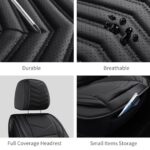 Premium Black Leather Car Seat Covers Waterproof 2PC Front Universal - Image 9