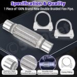 Exhaust Flex Pipe 2.2x6 Inch 3Pc Kit with Clamps Stainless Steel - Image 3