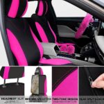 Fluffy Rose Red Black Car Seat Covers Set 17pc Universal Fit Women Soft Protector - Image 3