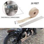 PACEWALKER Motorcycle Exhaust Wrap 1" x 16' Heat Shield Tape w/ Ties Cream - Image 3
