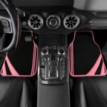 Stylish Pink & Black Universal Car Seat Covers & Floor Mats Set for Women - Image 7