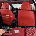 Premium Red Leather Car Seat Covers | Waterproof Full Set Universal Fit - Image 5
