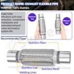Exhaust Flex Pipe 2.2x6 Inch 3Pc Kit with Clamps Stainless Steel - Image 4