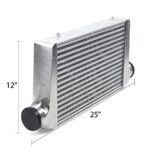 Universal 25x12x3 Aluminum Turbo Intercooler 3" Inlet Outlet - Image 2