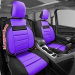 Cute Girly Car Seat Covers: 6PC 3D Foam Comfort Black Purple Universal Fit - Image 4