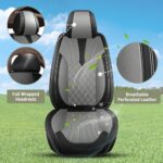 Subaru Crosstrek Leather Seat Covers: Breathable Black/Grey Pair 2016-2025 - Image 2