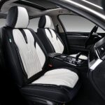 Premium Leather Car Seat Covers Set - Waterproof Full Protection SUV Sedan Truck Black White - Image 2