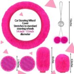 Fluffy Rose Red Black Car Seat Covers Set 17pc Universal Fit Women Soft Protector - Image 5