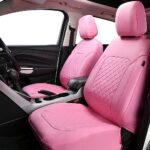 Pink Faux Leather Car Seat Covers | Quilted Sport Bench Protectors Full Set - Image 3