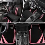 Stylish Pink & Black Universal Car Seat Covers & Floor Mats Set for Women - Image 2