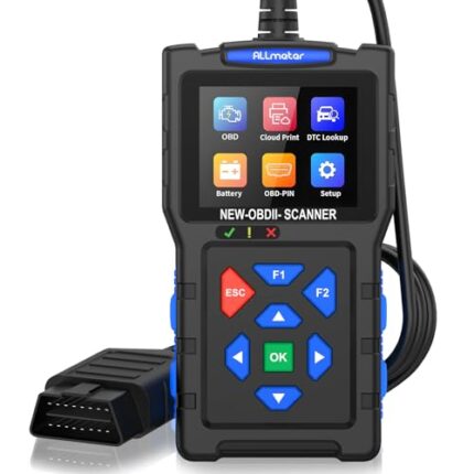 ALLmeter OBD2 Scanner Car Diagnostic Tool 2.8" Color Screen,Read/Clear Fault Codes,Live Data,Battery Test (Cranking/Charging),9 Protocols,Cloud Print – Compatible with Most Petrol Cars (1996+)