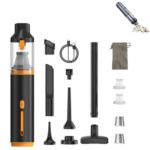 AirTrek Pro–Compact Vacuum & Blower with Enhanced Dual Power,Wireless Handheld car Vacuum Cleaner Strong Suction 16000 pa,Multi Nozzle Kit,Quiet Operation,for Car or Home Cleaning (Orange)