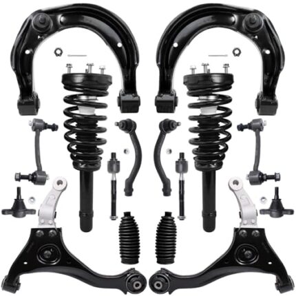 Detroit Axle - 16pc Front End Suspension Kit for 06-10 Hyundai Sonata, Control Arms Tie Rods Boots Sway Bars Struts & Coil Spring Lower Ball Joints 2006 2007 2008 2009 2010 Replacement Struts Shocks