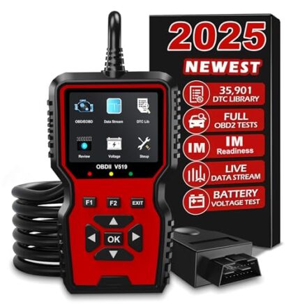 Zecirl V519 OBD2 Diagnostic Scanner Tool - Vechicle Check Engine Light Code Reader with Battery Voltage Tester, I/M Readiness, Reset, and Code Eraser for All OBDII Car Since 1996