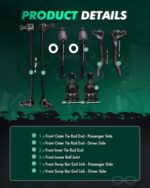 Honda Accord 2013-2017 Front Suspension Kit Tie Rods Ball Joints Sway Bar Links 8pc - Image 3