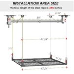4x4FT Overhead Garage Ceiling Storage Rack Lift Adjustable Black - Image 3