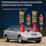 Honda Civic 2001-2005 Coilovers Suspension Lowering Kit Red Struts - Image 3
