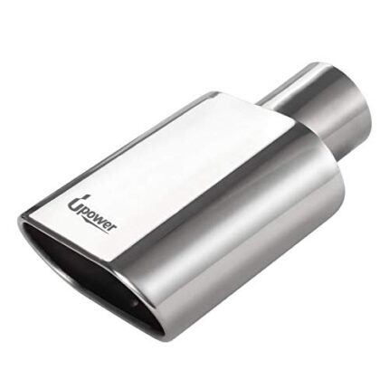 Upower Square Exhaust Tip 2.5" Inlet 3" x 5.5" Outlet 9" Long Chrome Stainless Steel Polished Diesel Pipe Weld-On