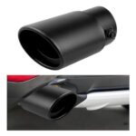 Gasedin Stainless Steel Car Exhaust Tip, 2.5" to 3.3" Straight Polished Automotive Replacement Exhaust Pipes, Adjustable Car Decoration Chrome-Plated Finish Exhaust Tailpipe Tip (Black, Straight)